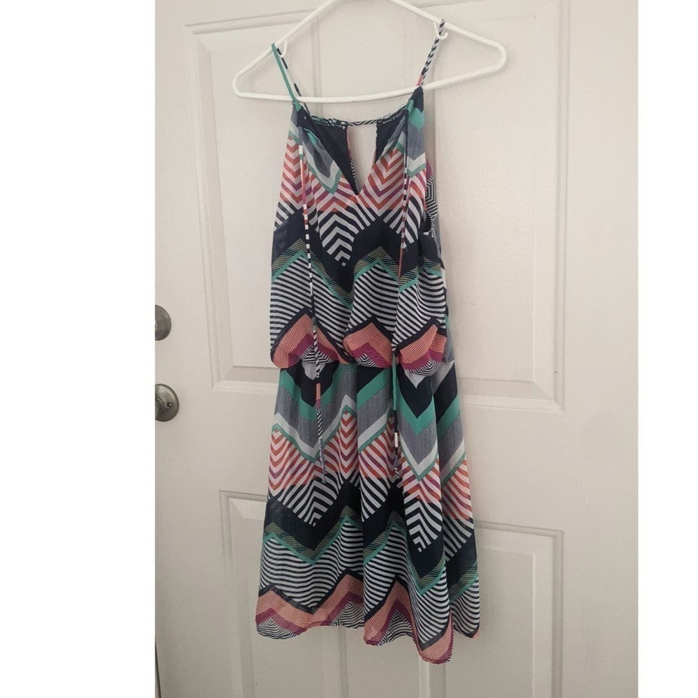 Y2K 90 Strappy City Triangles Womens Y2K Striped Colorful Dress, SM, Flowy, Arts